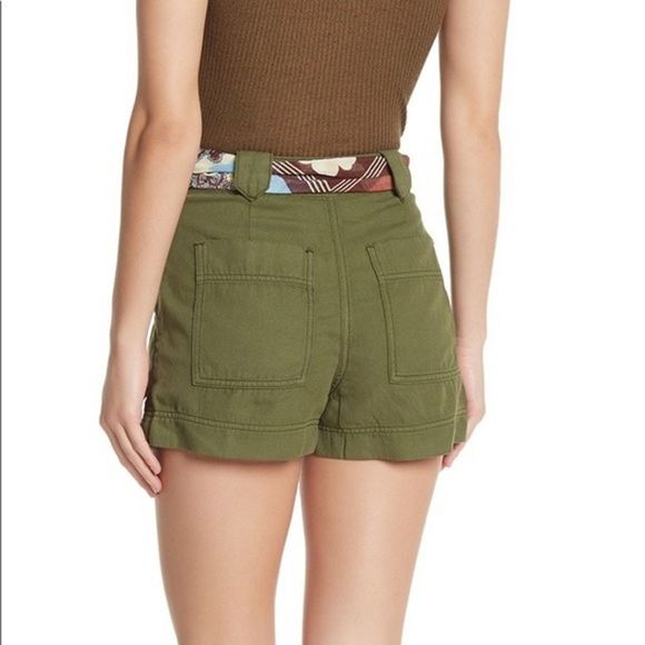 NWT TopShop Green Scarf Tie Shorts Size 12 - Picture 4 of 4